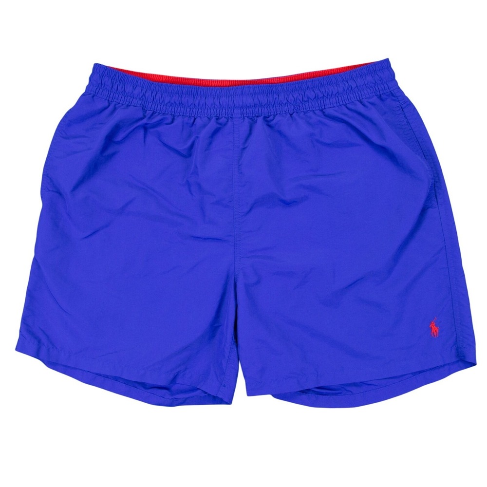 VTG Polo Ralph Lauren Swim Trunks Mens 2XL Solid Blue Swim Shorts‎ Nylon